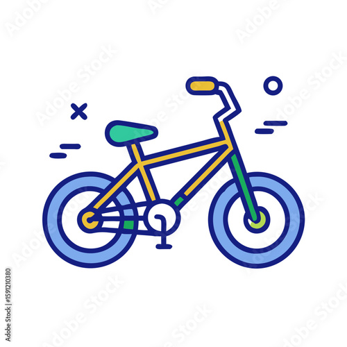 Outlined vector of a bicycle with pedals and frame, symbolizing eco transport, sports activity, and outdoor cycling in minimal flat graphic style  
