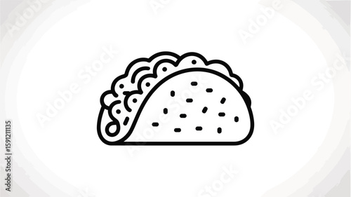 Simple Line Art Illustration of a Delicious Taco