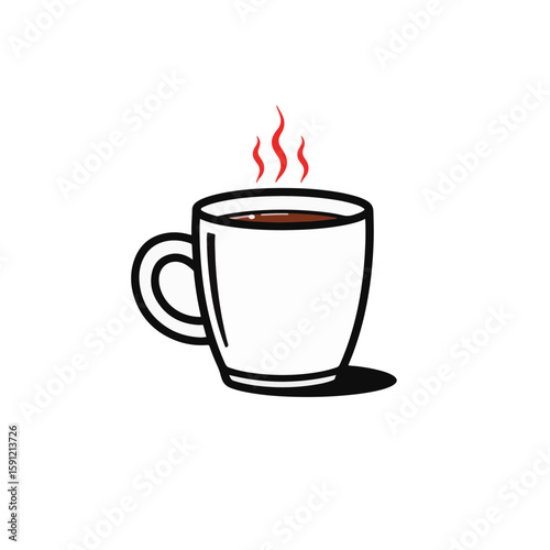 Minimalist black and white hot chocolate mug with red accent, warmth