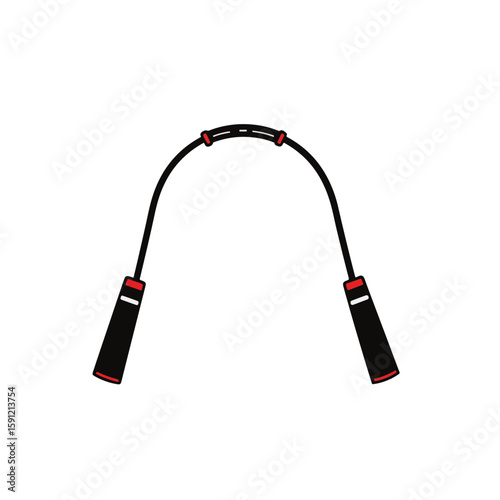 Jump rope in black and white minimalist style on white background, fitness