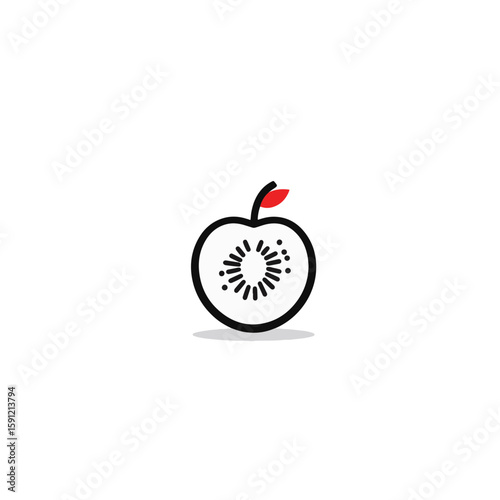 Kiwi fruit in black and white minimalist style, modern art concept