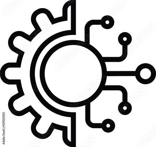 Modern digital transformation line icon in outline style. Perfect for AI tech, automation, innovation, digital strategy, web design, mobile apps, and technology services.