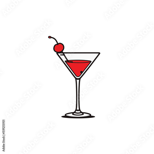 Stylish martini glass with red accent in minimalist design, elegance