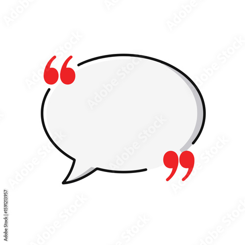 Minimalist message bubble with red accents on white background, communication concept
