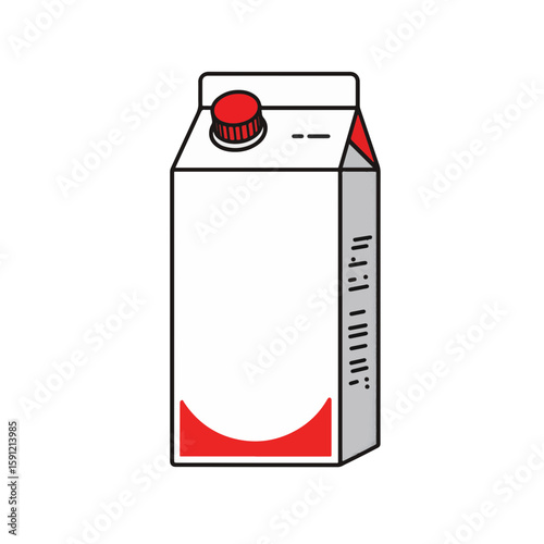 Stylish milk carton in minimalist design with red accents