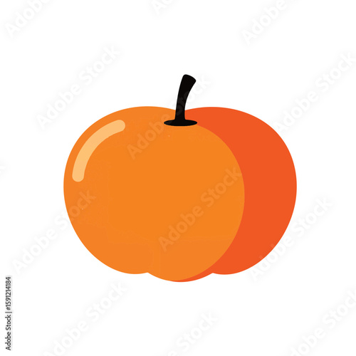 Orange minimalist fruit illustration on white background, vibrant design