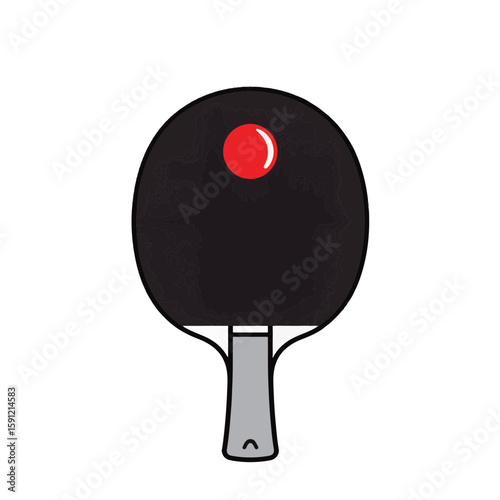 Minimalist ping pong paddle design with red accent, modern sports concept