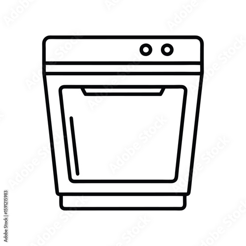 Vector Illustration of a Dishwasher Outline for Kitchen Appliance Concept Isolated on White Background
