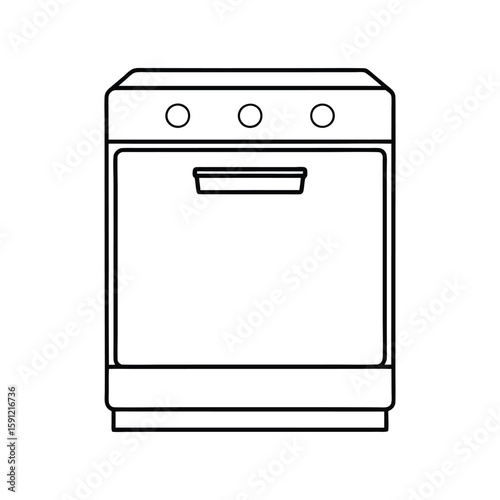 Vector Illustration of a Dishwasher Outline for Kitchen Appliance Concept Isolated on White Background

