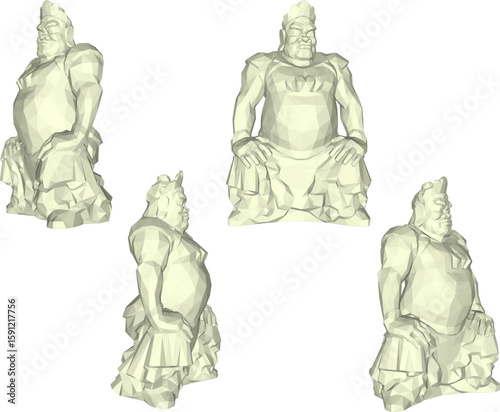 Vector sketch illustration of a unique ethnic traditional classical sculpture statue design from the kingdom era.