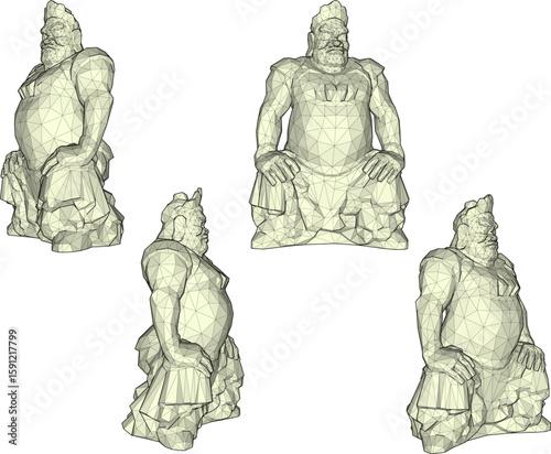 Vector sketch illustration of a unique ethnic traditional classical sculpture statue design from the kingdom era 