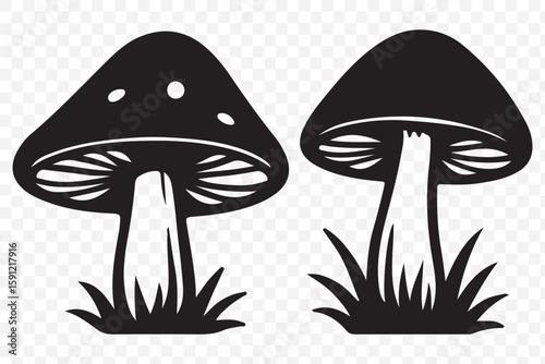 Mushrooms silhouette ,mushrooms symbol vector icon illustration on Transparent Background. EPS 10.