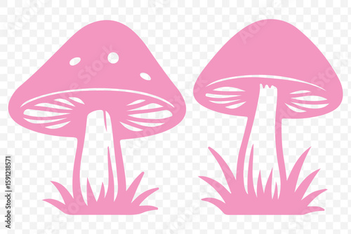 set of forest mushrooms silhouette vector on Transparent background. EPS 10.