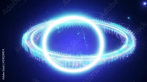 Wallpaper Mural Glowing Animated Blue Ring with Particles and Light Trails in Space Torontodigital.ca