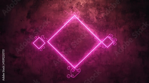 Neon pink diamond frame on textured wall
