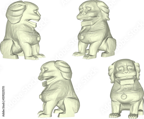 Vector sketch illustration of a statue design of a unique, traditional, classic, ethnic, guardian statue from the kingdom era.