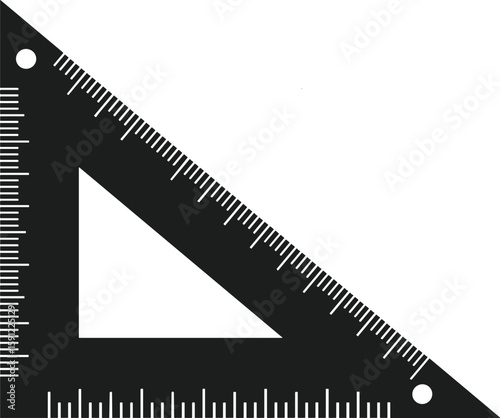 Triangle Ruler Silhouette – Black Vector Illustration of Measuring Square
