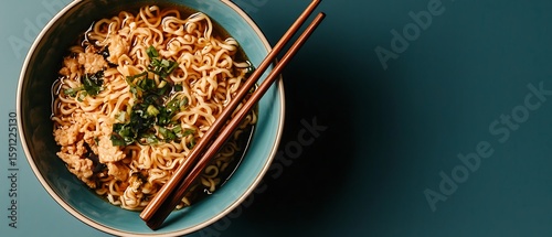 Delicious Asian Noodle Soup with Chopsticks