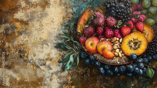 Colorful Smoothie Bowl with Fresh Fruits and Seeds