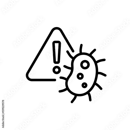 Germ with warning outline icon representing infection risk