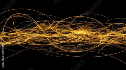 Abstract golden lines on black background (2)