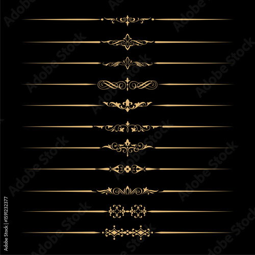 golden decorative dividers and ornamental design elements