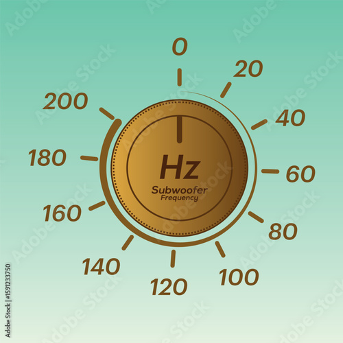 vector illustration of a modern subwoofer frequency knob volume switch