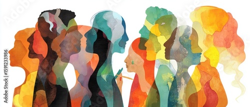 Diverse silhouettes illustrating unity and identity.