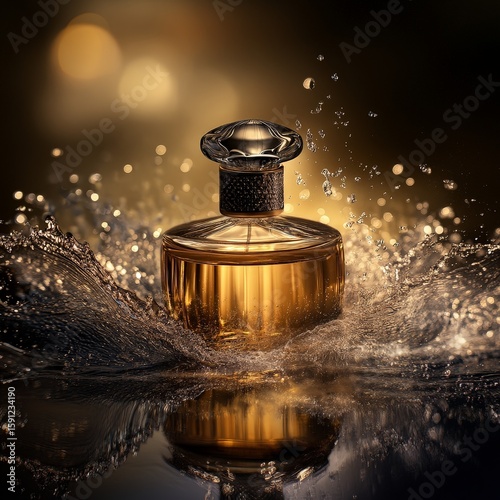 Elegant Luxury Perfume in Water Wave Splash