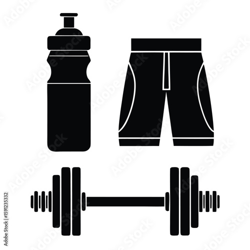 Fitness and Wellness Icons Gym Nutrition and Lifestyle Symbols Set