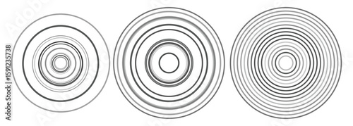 Concentric circles geometric element. Concentric segments of circles, random lines following a circle path. Spiral backgrounds. EPS vector illustration