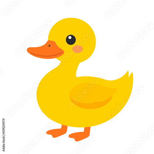 Adorable yellow duckling illustration with a cute expression and rosy cheeks.