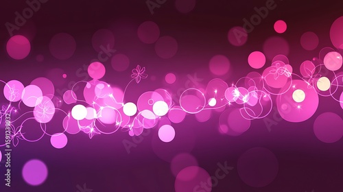 Abstract graphic design with glowing circles and floral elements