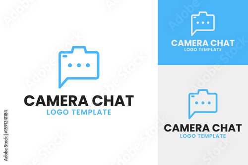 Camera chat logo design vector illustration idea