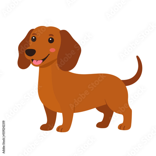 Charming brown dachshund illustration with long body, floppy ears, and a happy smile.