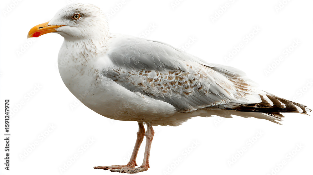 Fototapeta premium A full-body image of a seagull isolated on a white background