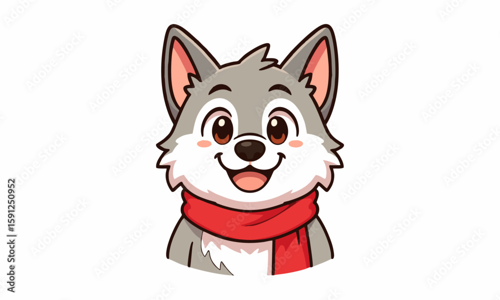 Fototapeta premium Cute wolf mascot cartoon illustration