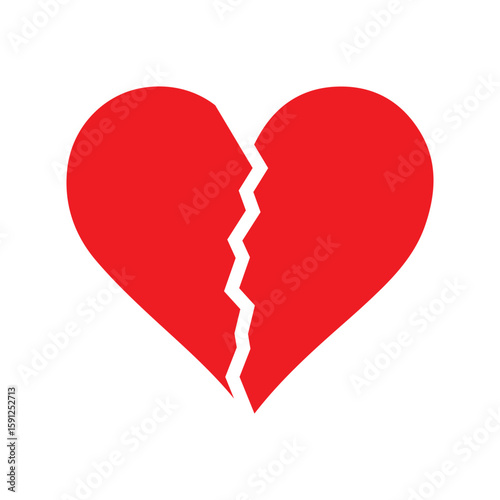 Broken heart easy editable vector icon. flat simple illustration of broken heart. Broken Love Icon Vector.
