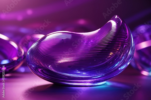 Eyecatching A purple glass object with a purple and blue swirl on it