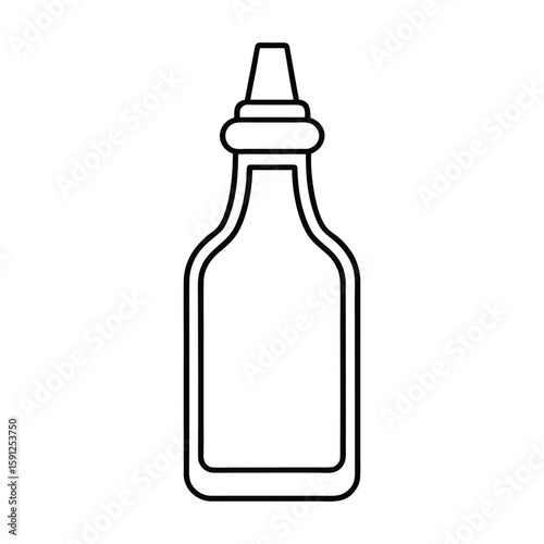 Outline ketchup bottle icon thin line condiment vector on white background