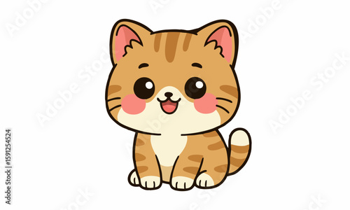 Cute cat mascot cartoon illustration