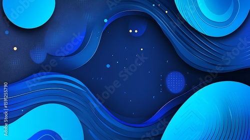 Abstract blue wavy shapes background