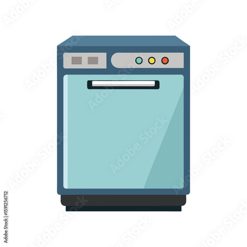 Vector Illustration of a Dishwasher Kitchen Appliance Isolated on a White Background
