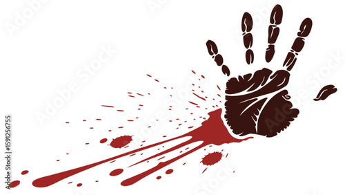 Bloody handprint vector illustration for crime scene investigation and forensic analysis design element