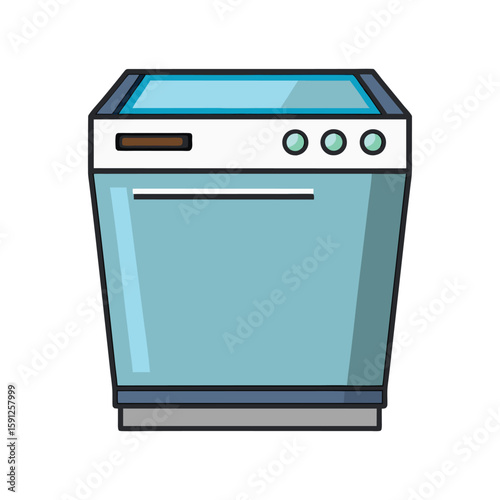 Vector Illustration of a Dishwasher Kitchen Appliance Isolated on a White Background
