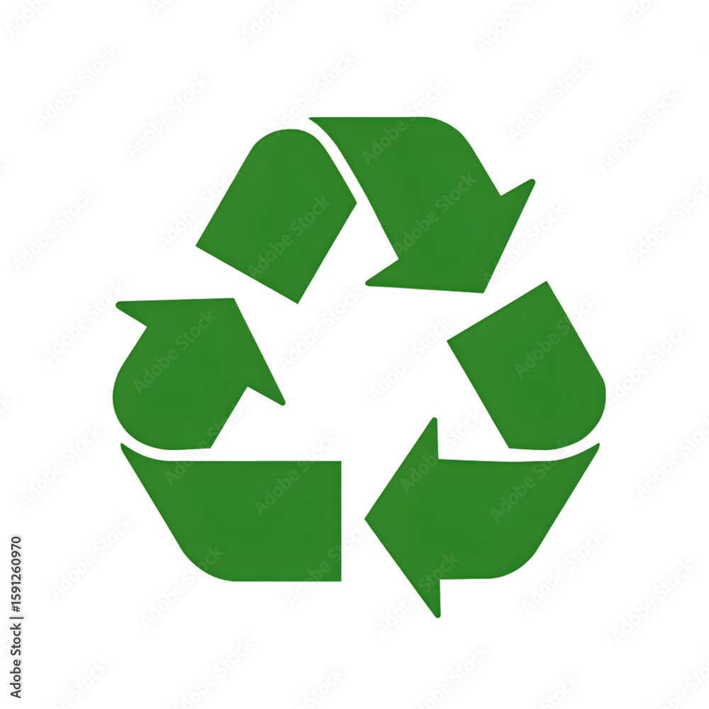 Fototapeta premium Green recycle symbol on black background. Environmental icon