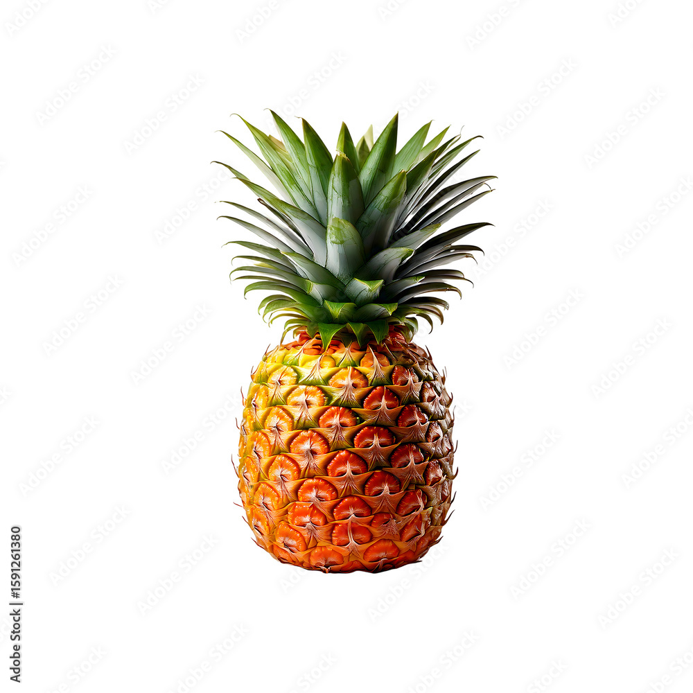 Fototapeta premium Fresh, juicy pineapple isolated on a white background, a sweet and healthy tropical fruit