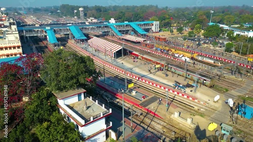 Aerial View of Varanasi Railway Station, Uttar Pradesh, Indian. 