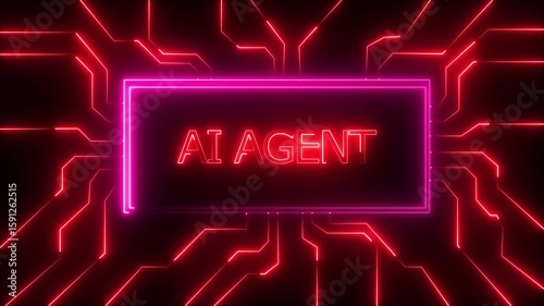 AI Agent Neon Sign Animation | Futuristic Digital Glow on Black Background.