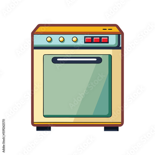 Vector Illustration of a Dishwasher Kitchen Appliance Isolated on a White Background
